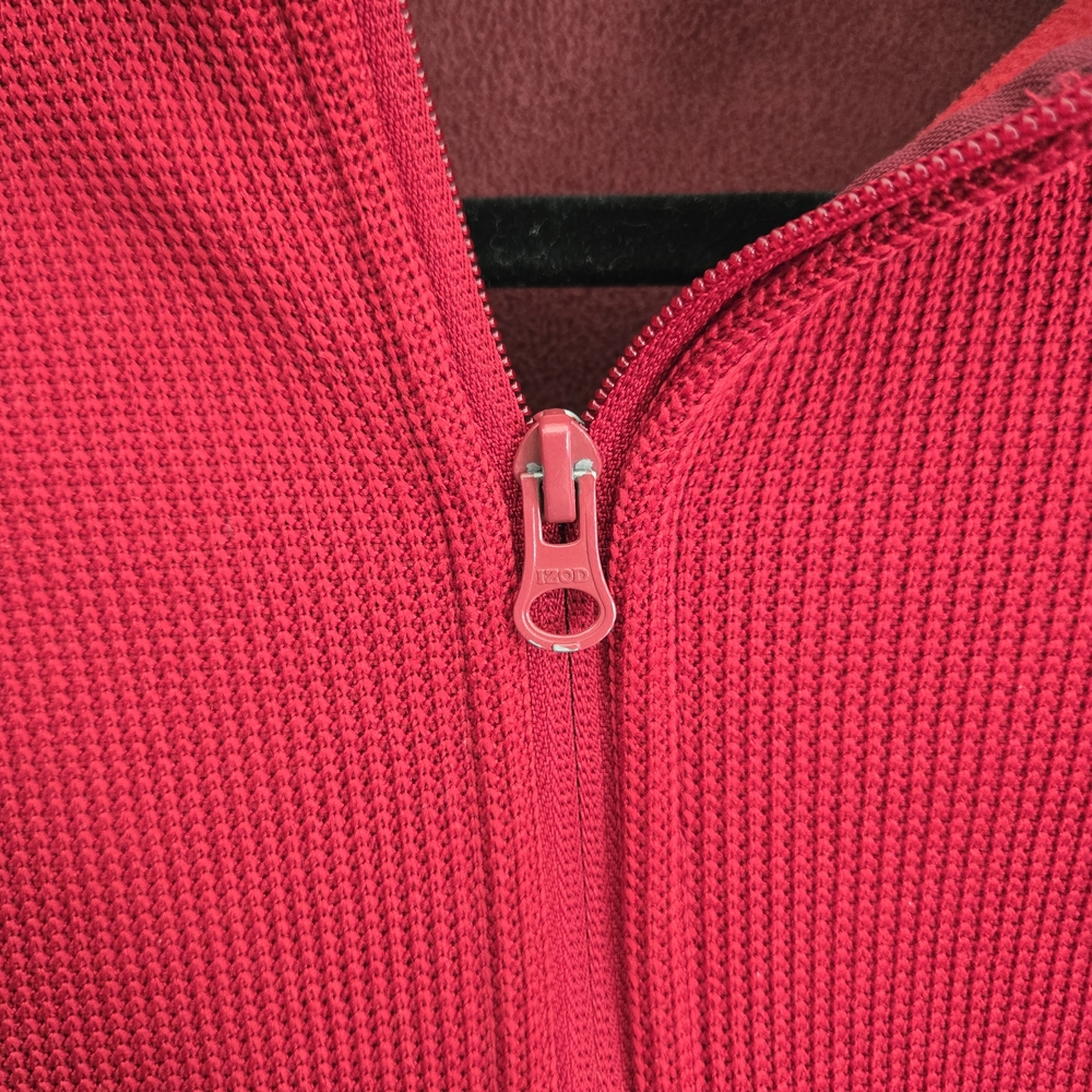 Izod Men's Red Zip Up Sweater - Picture 5 of 13